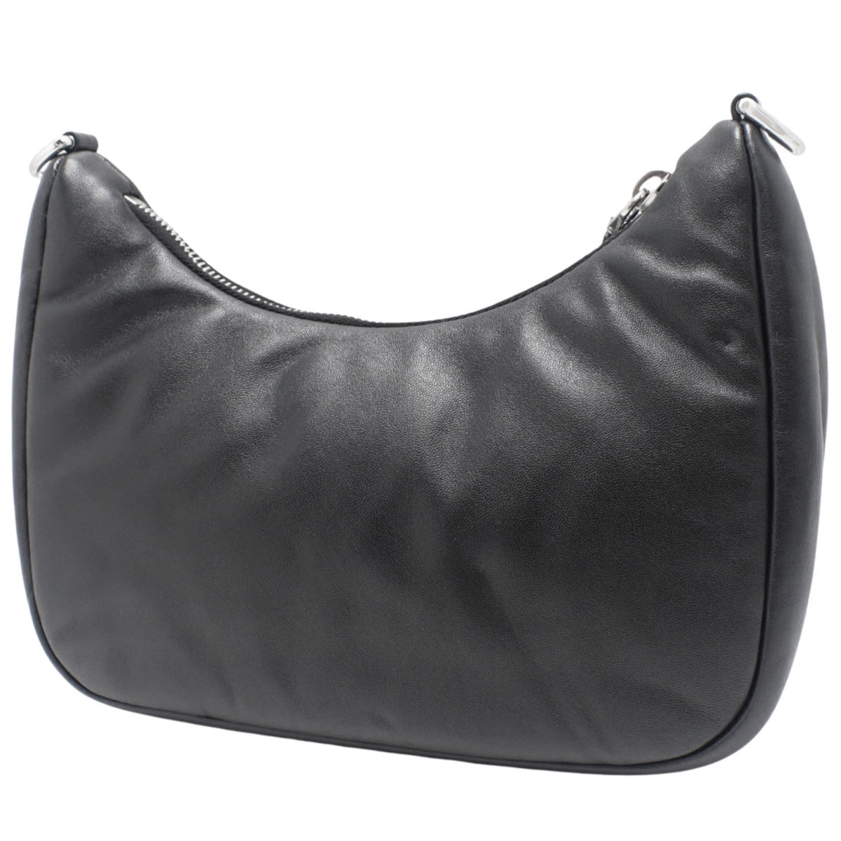 Re-Edition 2005 Leather Bag, Black, 1BH204 2DYI F0002, Shoulder Bag, Triangle Logo Plate, Re-edition