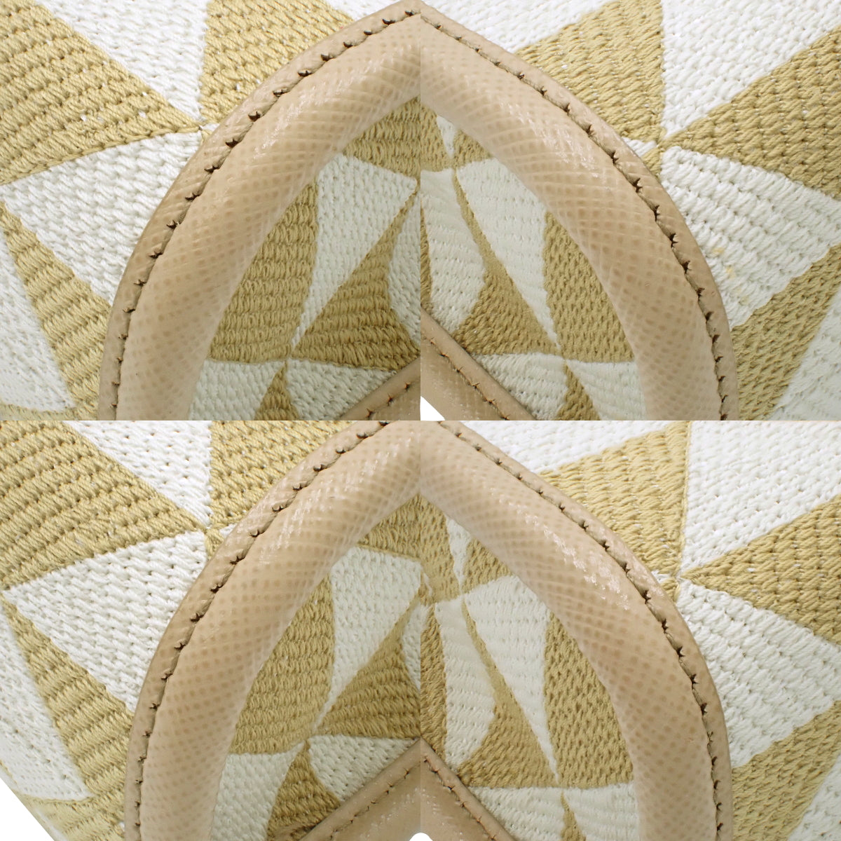 シンボル エンブロイダリー ミニ バッグ キャンバス サフィアーノレザー ベージュ ホワイト 1BA355