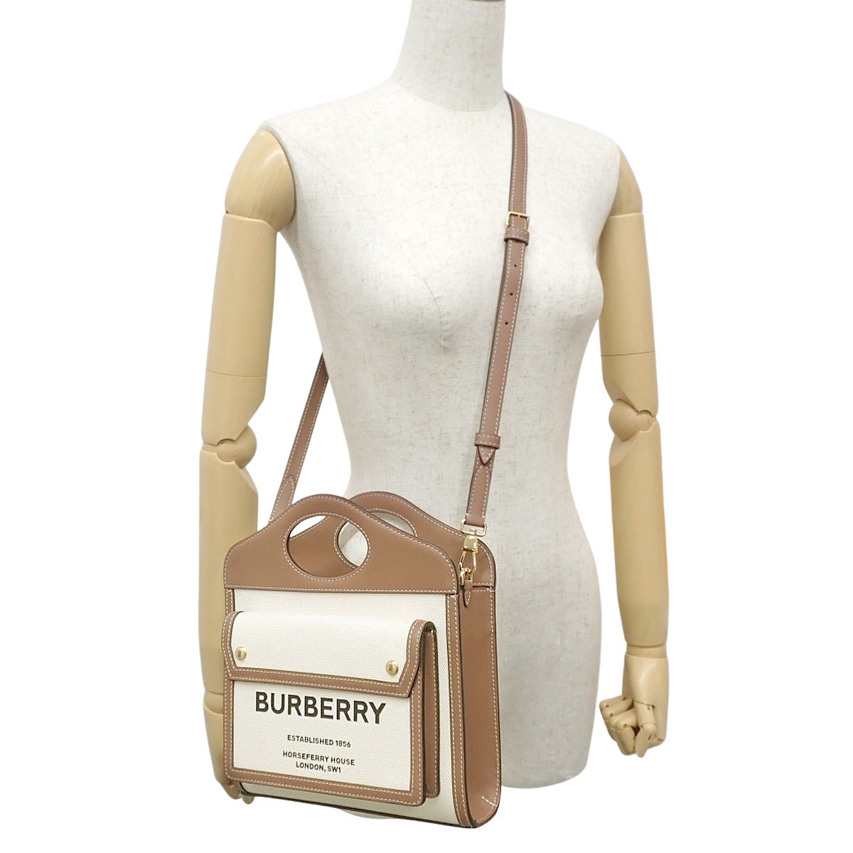 迷你口袋包 帆布和皮革 天然色/麦芽棕色 80393611