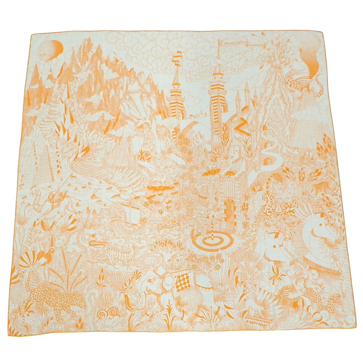 Cosmographia Universalis, a 140cm square scarf by Carré & Söhne, made of cashmere and silk.