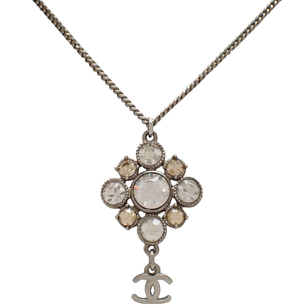 Coco Mark Rhinestone Necklace, Metal