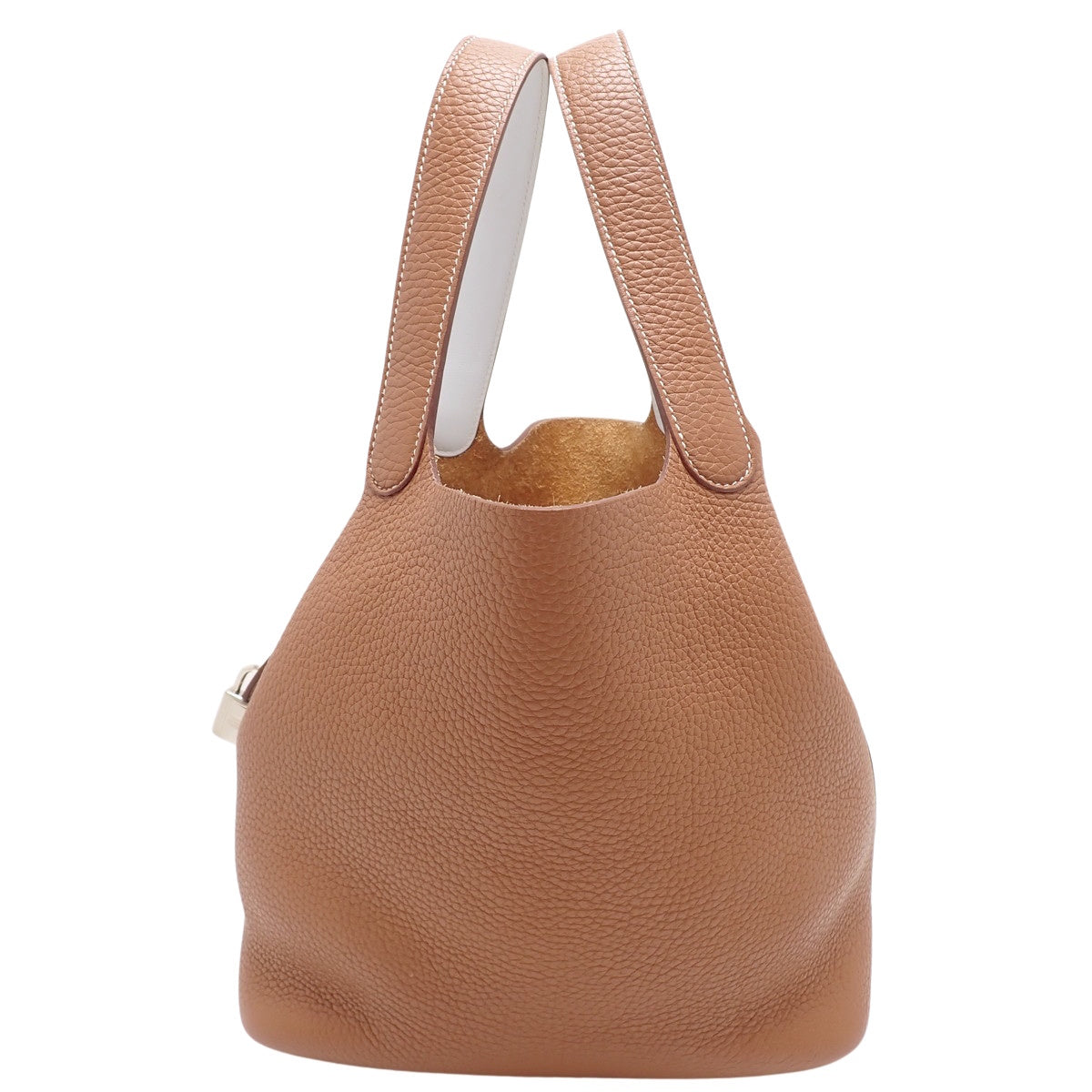 Picotin Lock Éclat MM,Taurillon Clemence皮革,Swift皮革,钯金配件,金色/雾蓝色,银色配件,Z刻印。