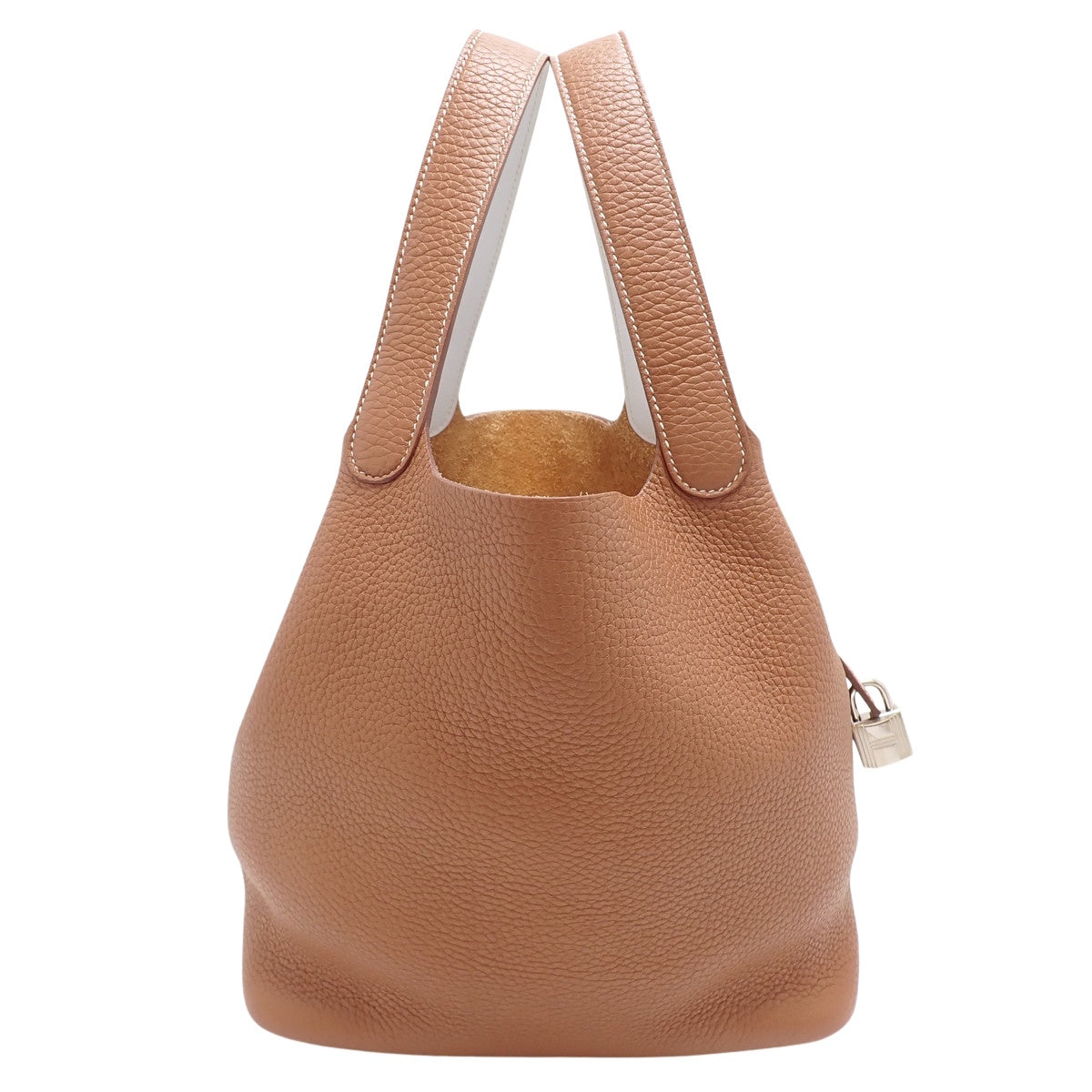 Picotin Lock Éclat MM,Taurillon Clemence皮革,Swift皮革,钯金配件,金色/雾蓝色,银色配件,Z刻印。