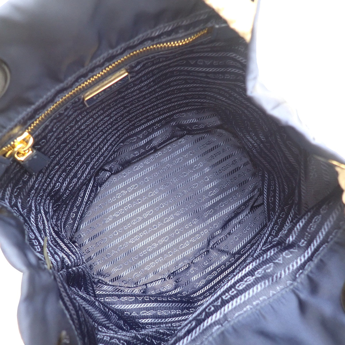 Marina Small Re-Nylon Bucket Bag, Navy Nylon, 1BE082