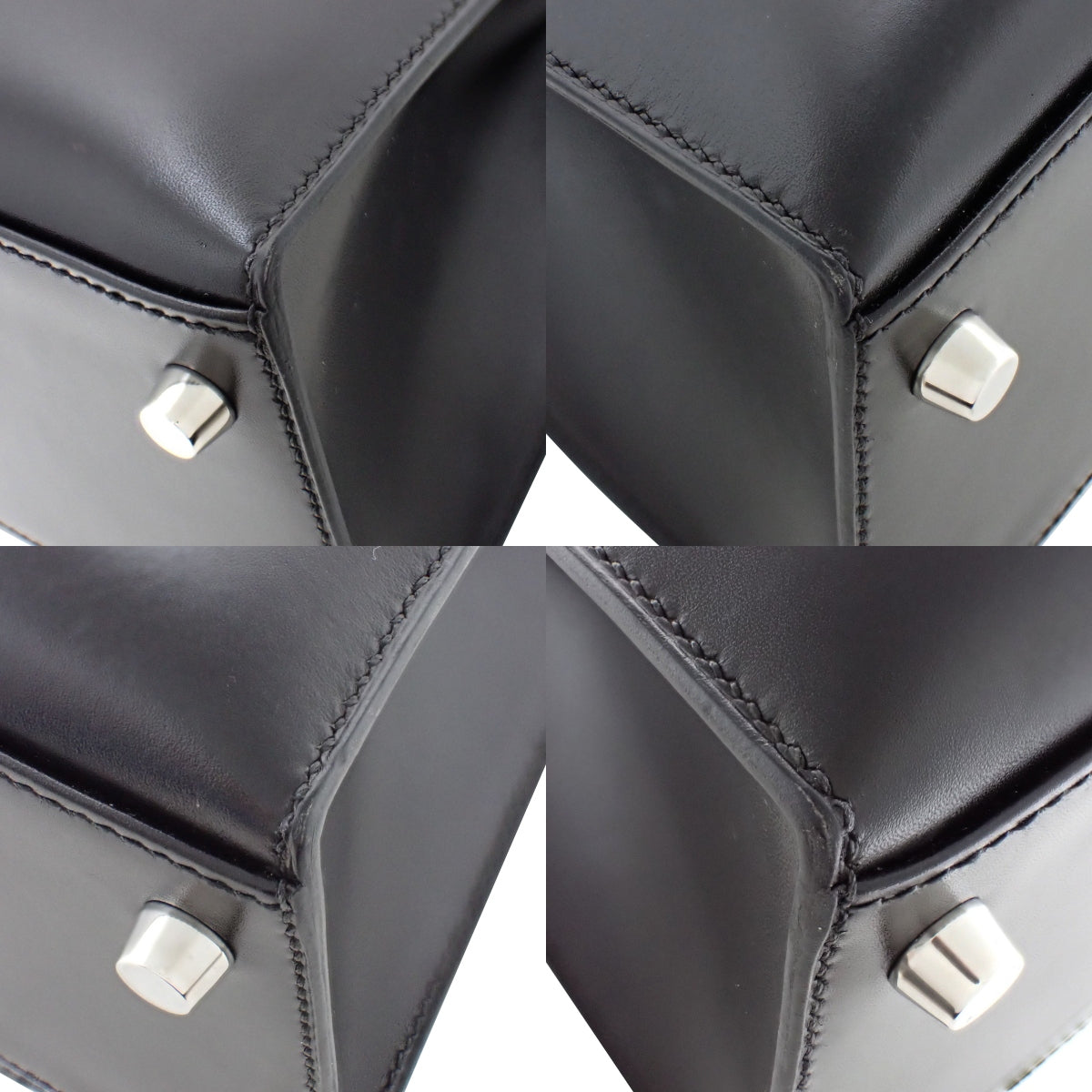 凯莉28(外缝)Box Calf皮革 钯金配件 黑色 银色配件 □L刻印