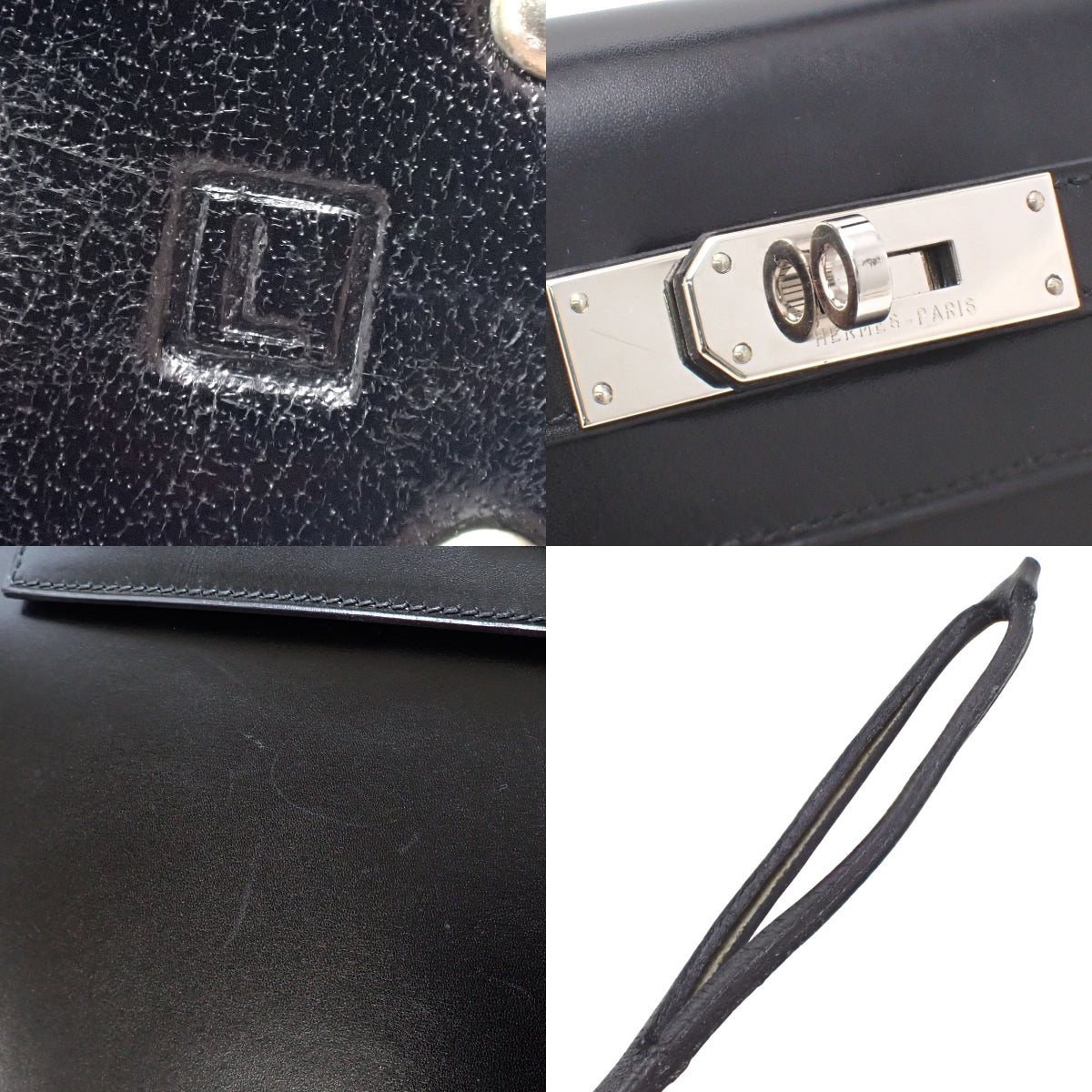 凯莉28(外缝)Box Calf皮革 钯金配件 黑色 银色配件 □L刻印