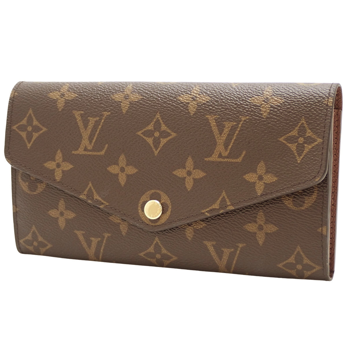 Monogram Portefeuille Sarah,Monogram帆布,棕色,双折,长款钱包。