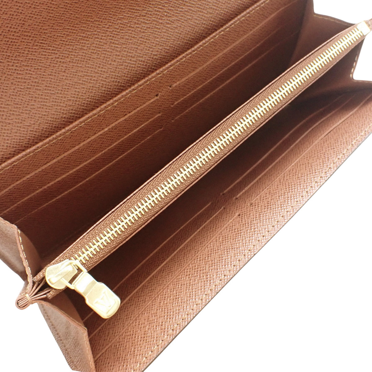 Monogram Portefeuille Sarah,Monogram帆布,棕色,双折,长款钱包。