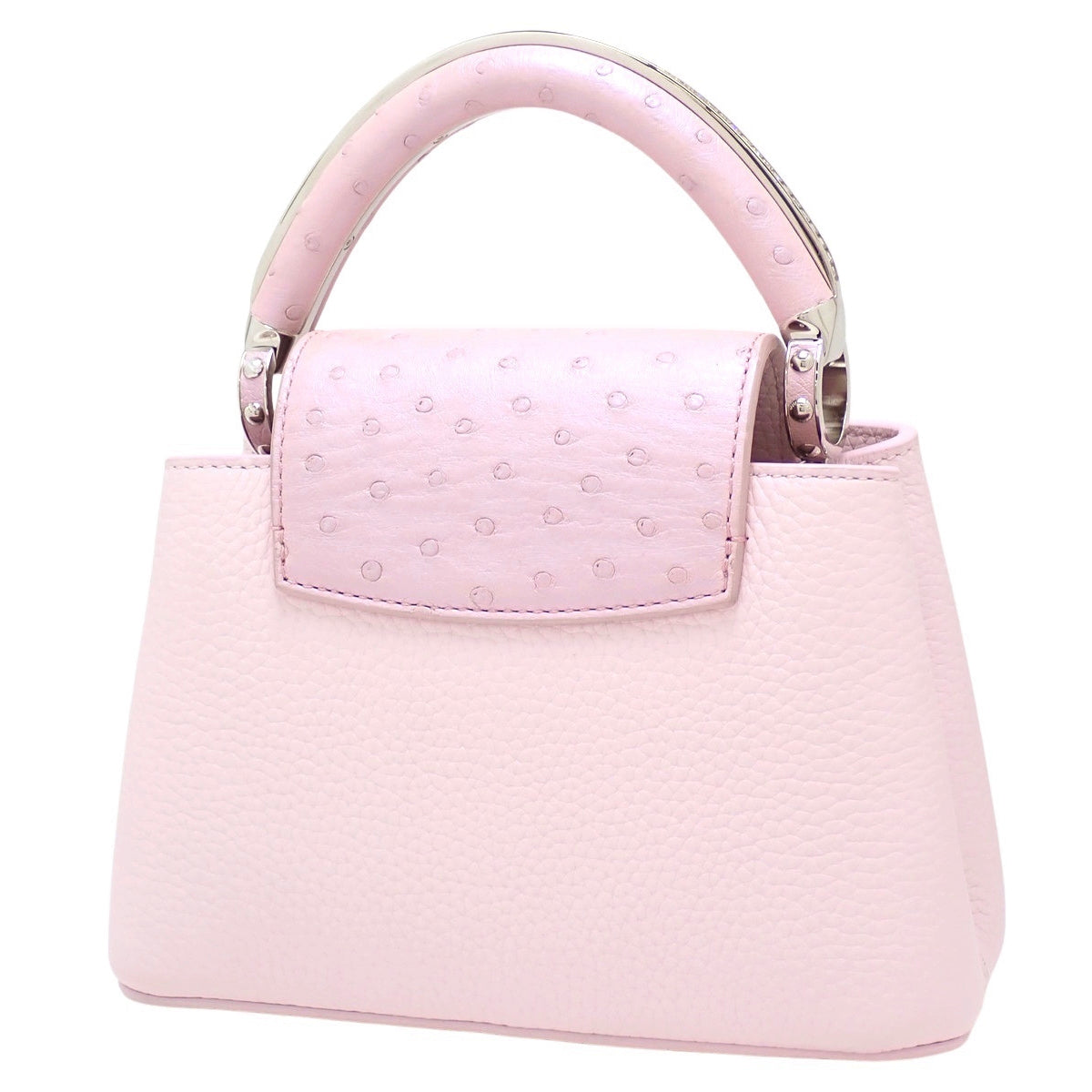 Capucine Mini, Ostrich, Taurillon Leather, Marshmallow/Baby Pink, N87203