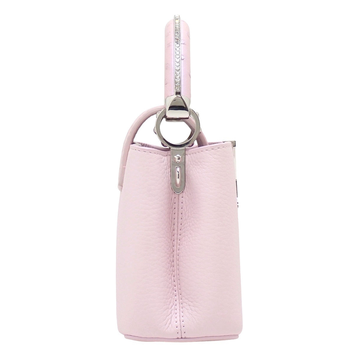 Capucine Mini, Ostrich, Taurillon Leather, Marshmallow/Baby Pink, N87203