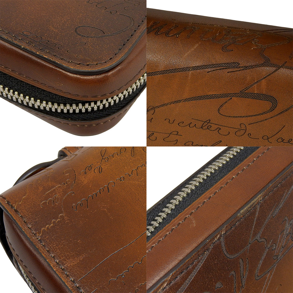 Calligraphy Itauba Wide Scritto Bag in Venezia Calf Leather Brown