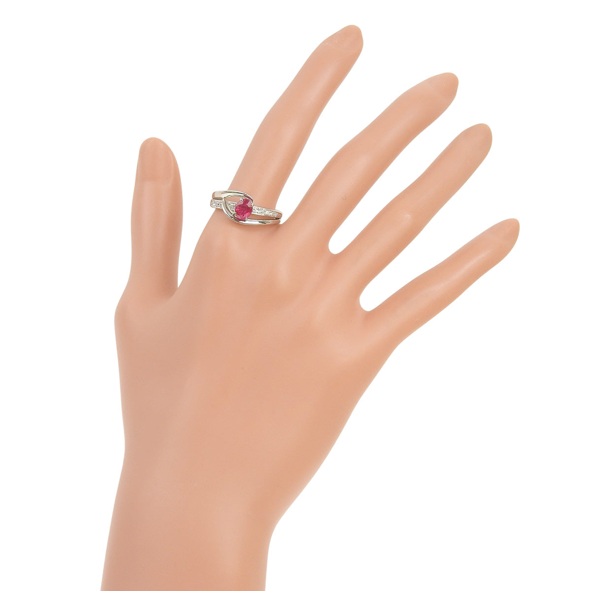 Intertwined Arms Ruby and Diamond Ring, Ruby 1.01ct, Diamond 0.17ct, Platinum Pt900