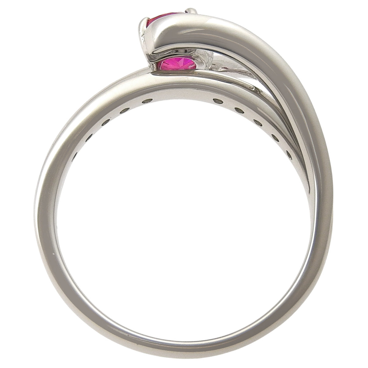 Intertwined Arms Ruby and Diamond Ring, Ruby 1.01ct, Diamond 0.17ct, Platinum Pt900