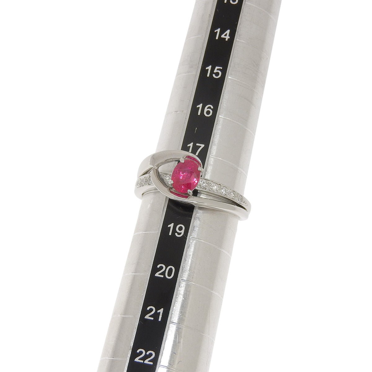 Intertwined Arms Ruby and Diamond Ring, Ruby 1.01ct, Diamond 0.17ct, Platinum Pt900