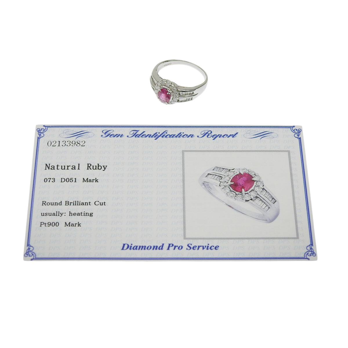 Ruby and diamond ring in platinum Pt900