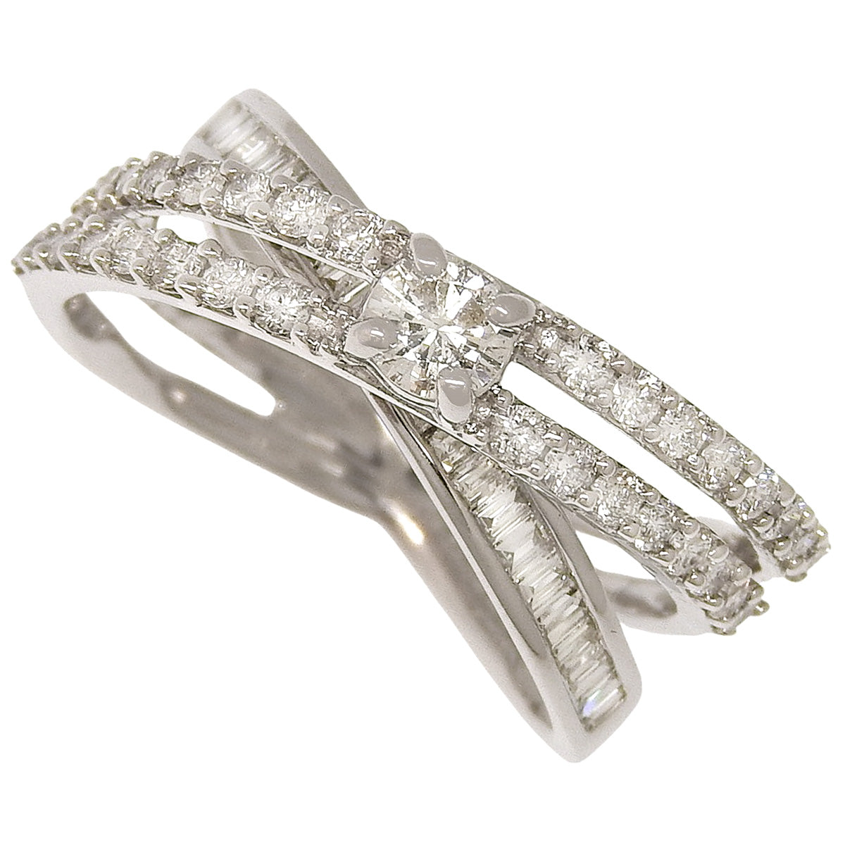 Three-stone diamond ring, 1.00 carats, white gold (K18WG)