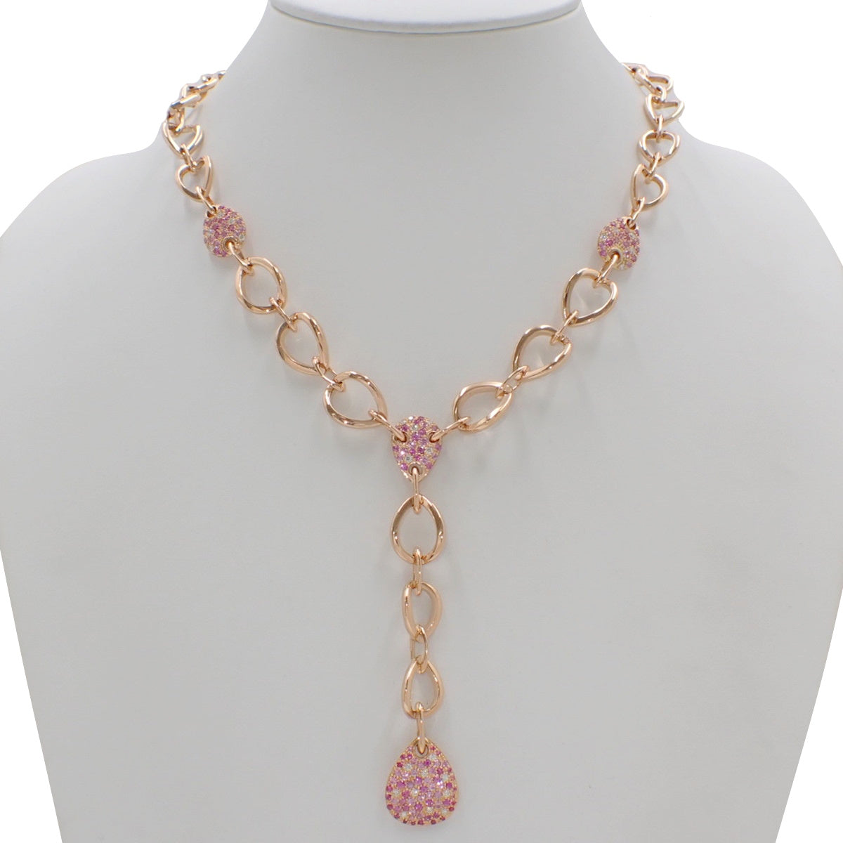 Diamond and Pink Sapphire Necklace, 3.00 carats (sapphires) / 0.60 carats (diamonds), 18k Pink Gold.