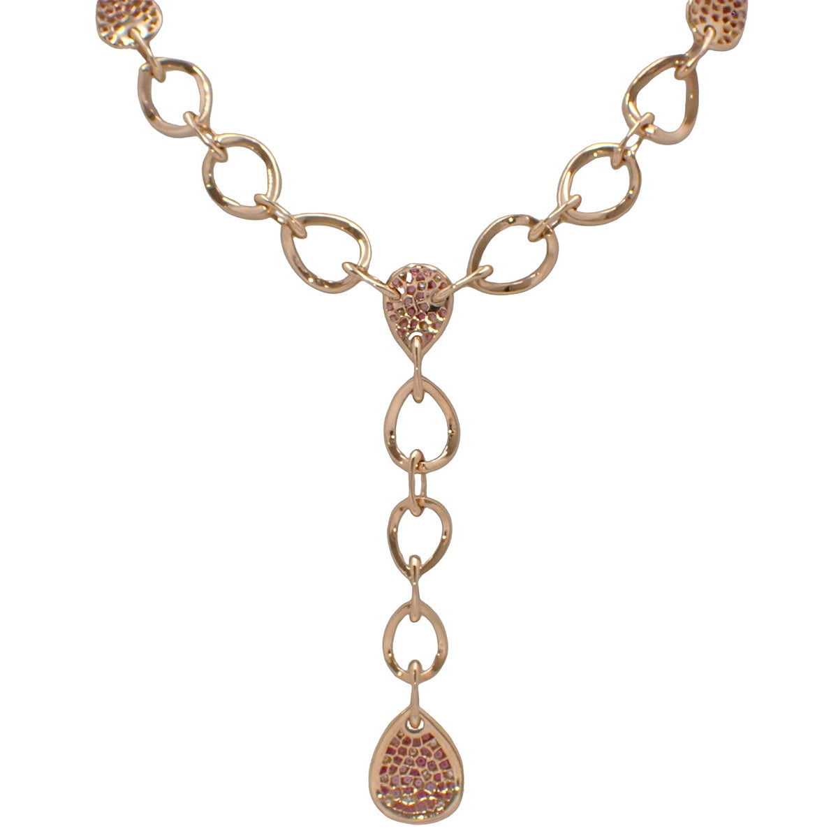 Diamond and Pink Sapphire Necklace, 3.00 carats (sapphires) / 0.60 carats (diamonds), 18k Pink Gold.