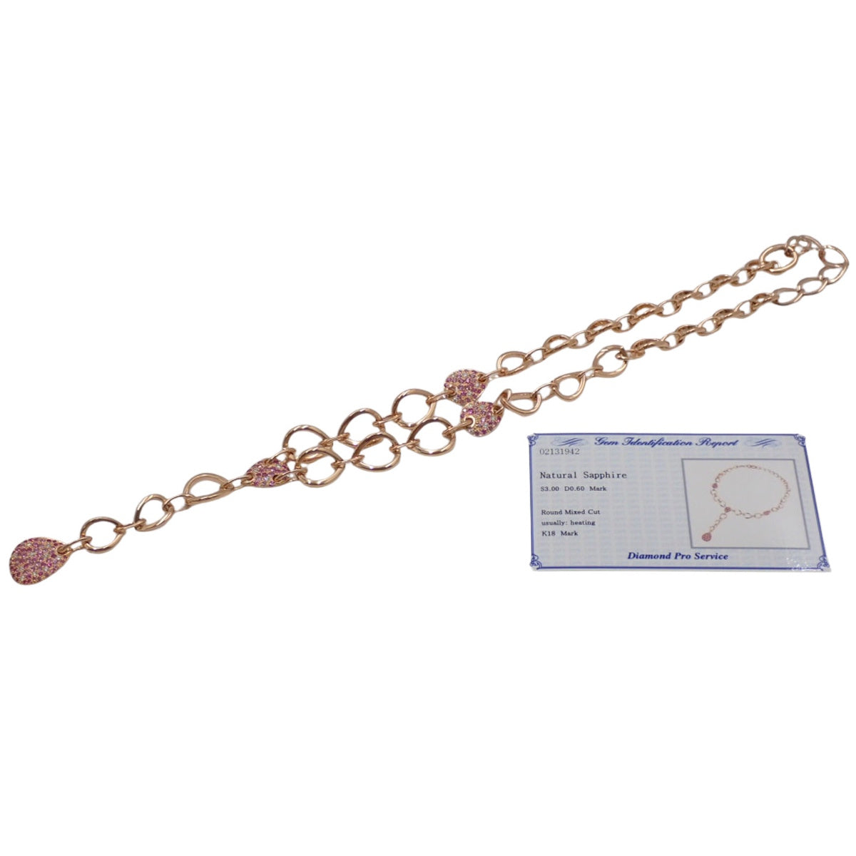 Diamond and Pink Sapphire Necklace, 3.00 carats (sapphires) / 0.60 carats (diamonds), 18k Pink Gold.