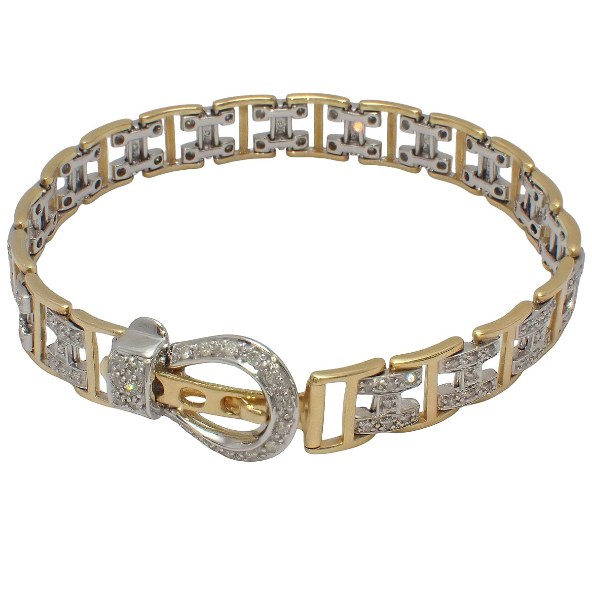 Diamond Bracelet, 1.10 carats, Yellow Gold (K18YG), White Gold (K18WG), Accessory, Jewelry, Pave Diamonds