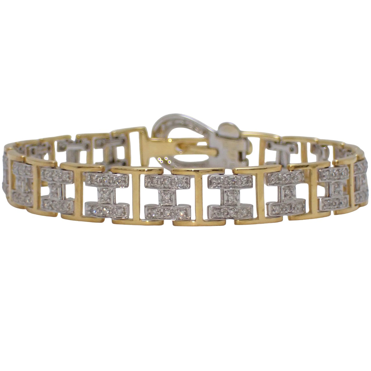 Diamond Bracelet, 1.10 carats, Yellow Gold (K18YG), White Gold (K18WG), Accessory, Jewelry, Pave Diamonds