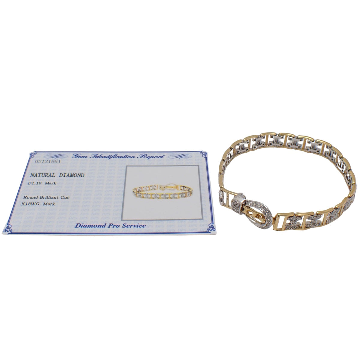 Diamond Bracelet, 1.10 carats, Yellow Gold (K18YG), White Gold (K18WG), Accessory, Jewelry, Pave Diamonds