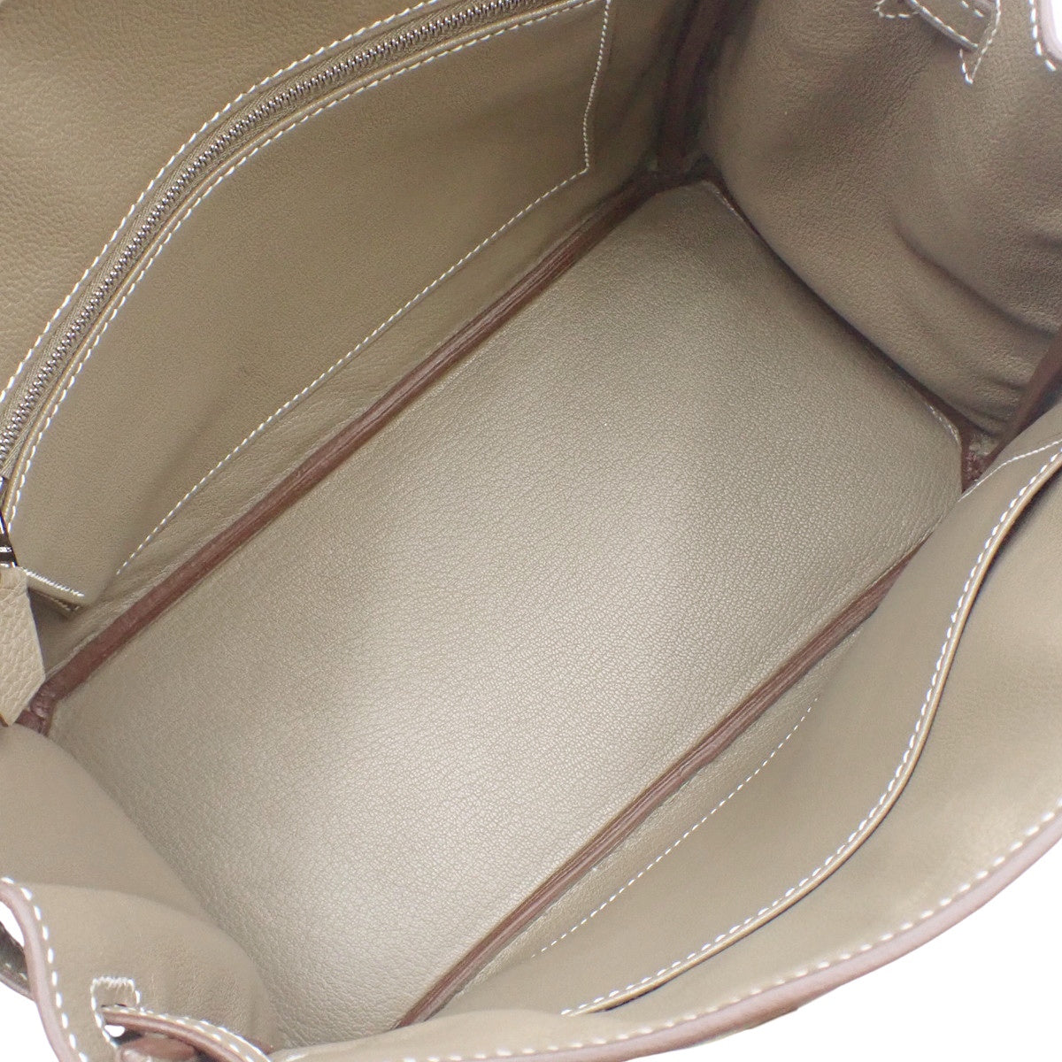 【新品】バーキン25 K刻印 トゴ パラジウム金具 エトープ/エトゥープ マットシルバー金具