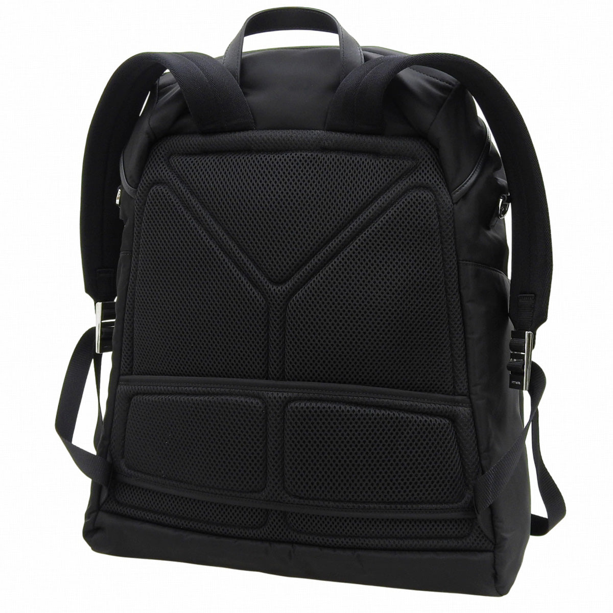 Re-Nylon x Leather Backpack, Nylon Leather, Black, 2VZ108