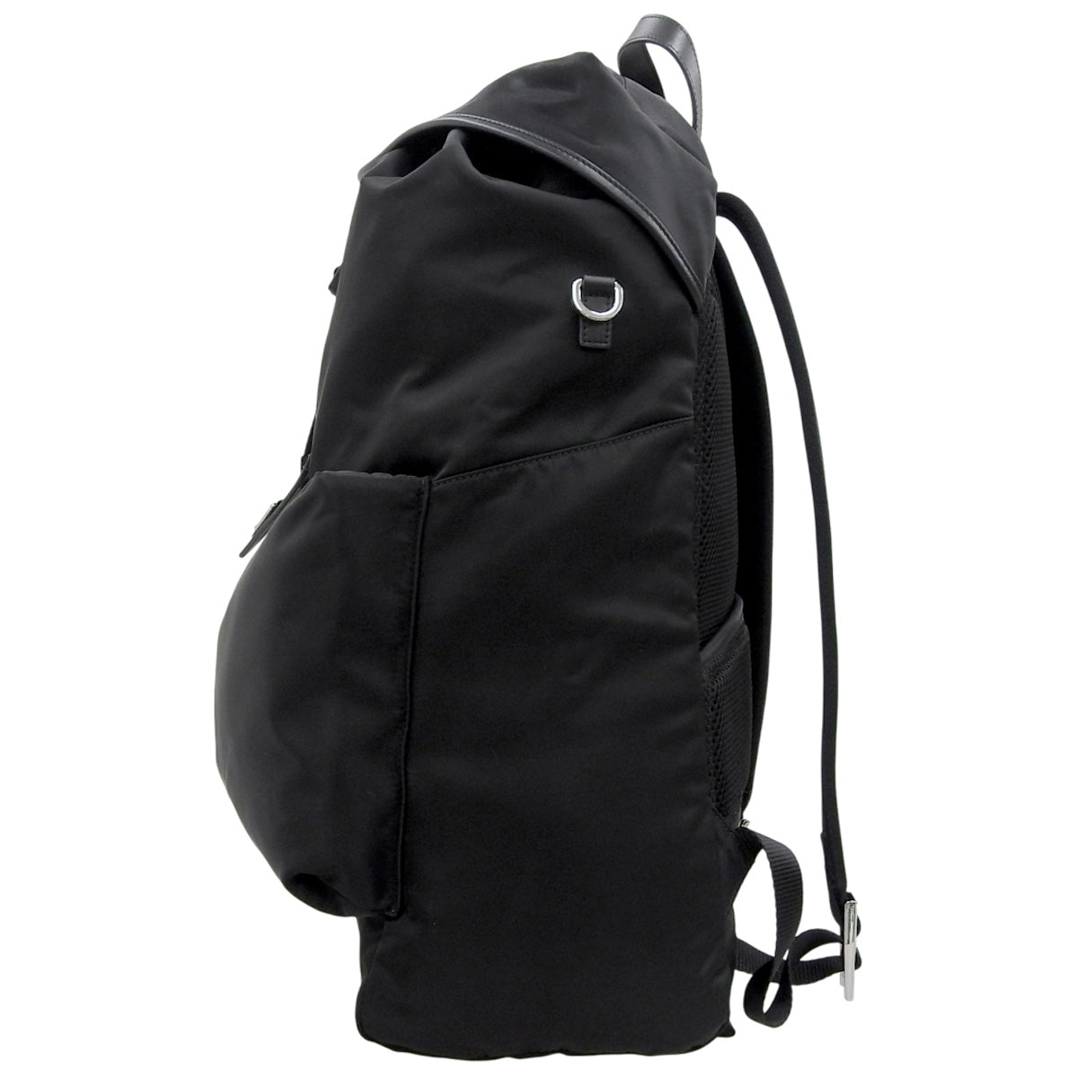 Re-Nylon x Leather Backpack, Nylon Leather, Black, 2VZ108