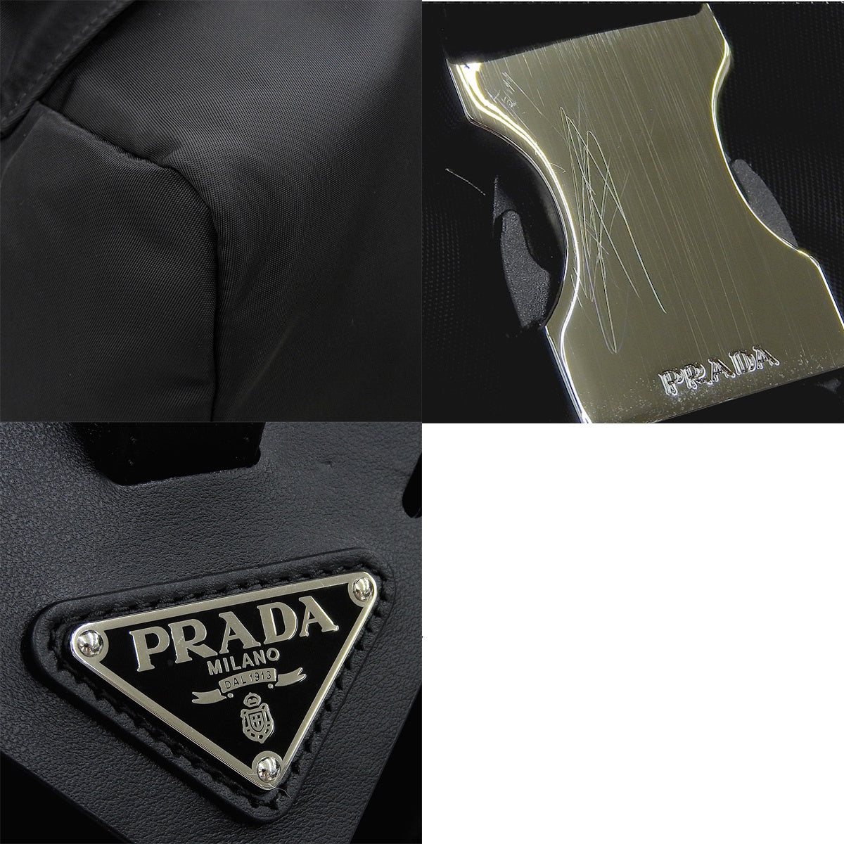 Re-Nylon x 皮革双肩包,尼龙和皮革材质,黑色,2VZ108