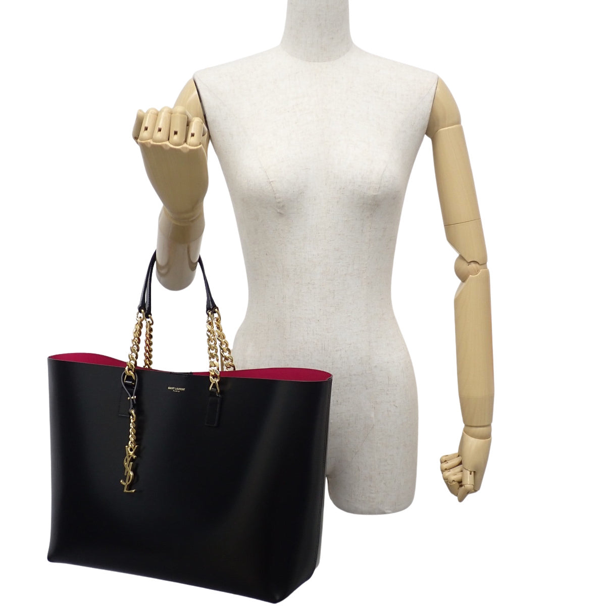 链条手提包 皮革 黑色 粉色