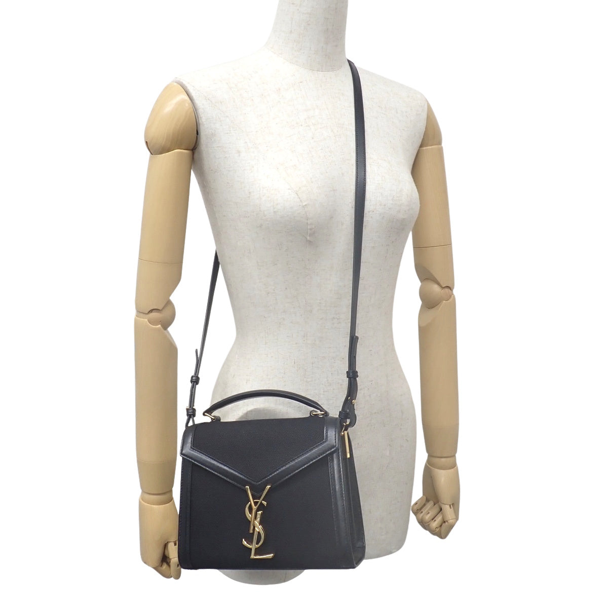 卡珊德拉迷你手提包,帆布皮革材质,黑色,货号623930