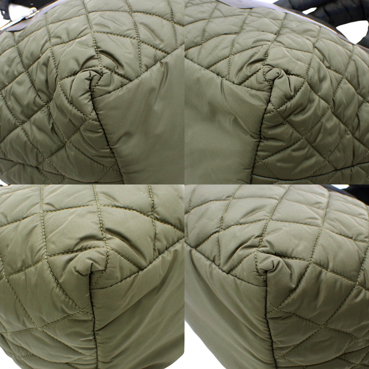 Cocoon Tote Bag, Nylon, Khaki/Beige, A48611, Check Pattern