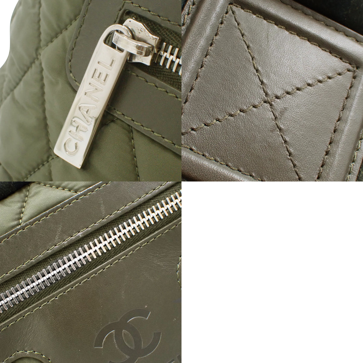 Cocoon Tote Bag, Nylon, Khaki/Beige, A48611, Check Pattern