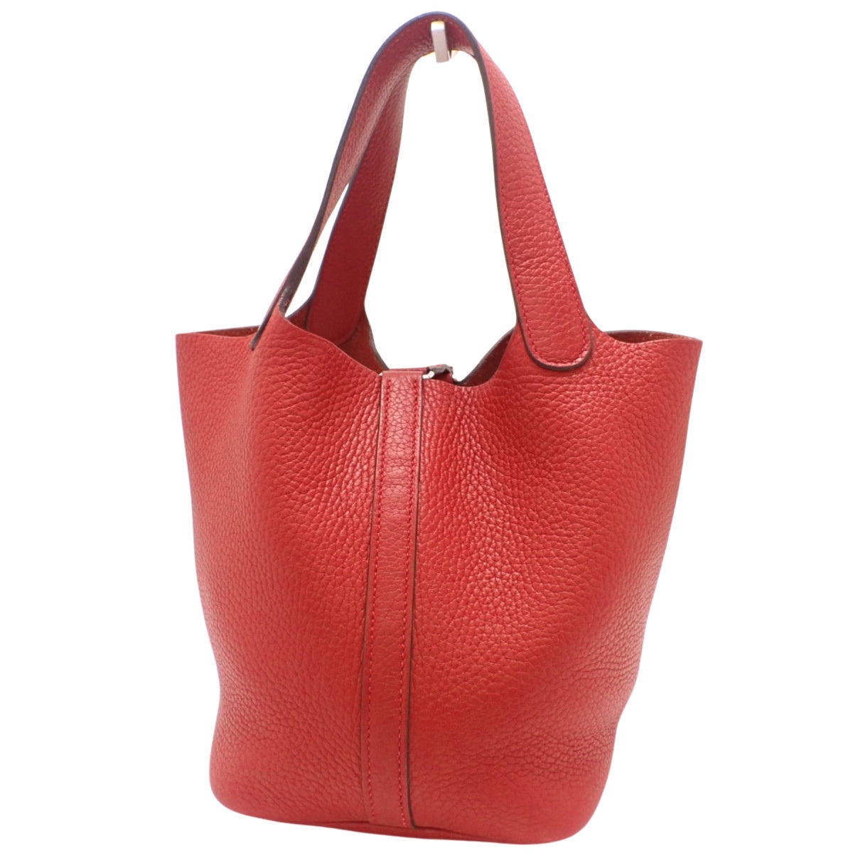 Picotin Lock PM,Taurillon Clemence 皮革,钯金配件,Rouge vif 银色配件,A 印章