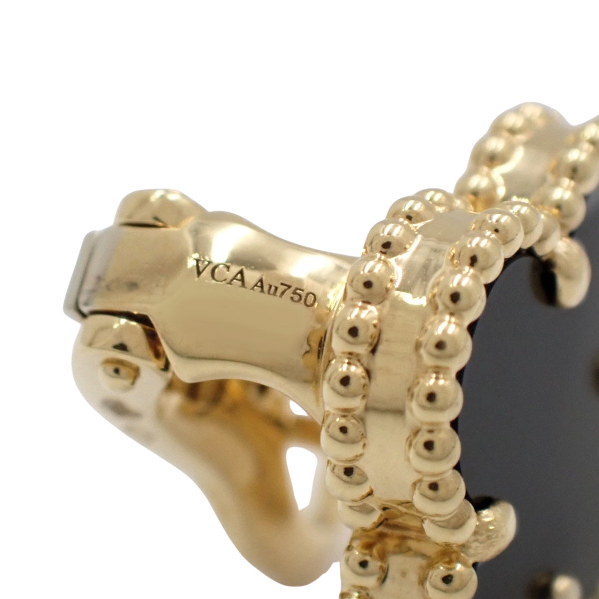 ヴィンテージ アルハンブラ ピアス オニキス K18 イエローゴールド YG