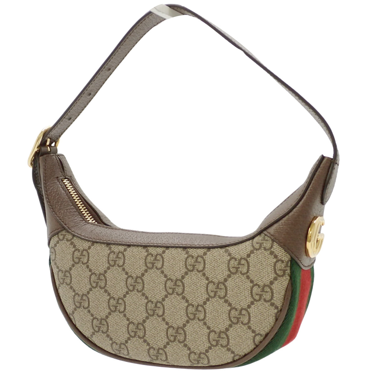 Ophidia GG Mini Bag in GG Supreme Canvas and Leather, Beige, Brown, and Green, 658551