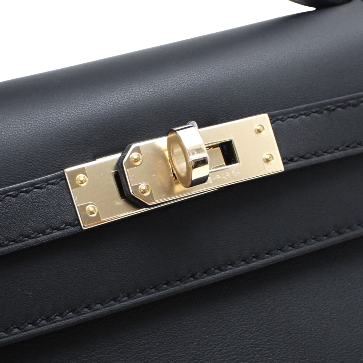 【新品】Pochette Kelly Swift 黑色 香槟金五金 W刻印