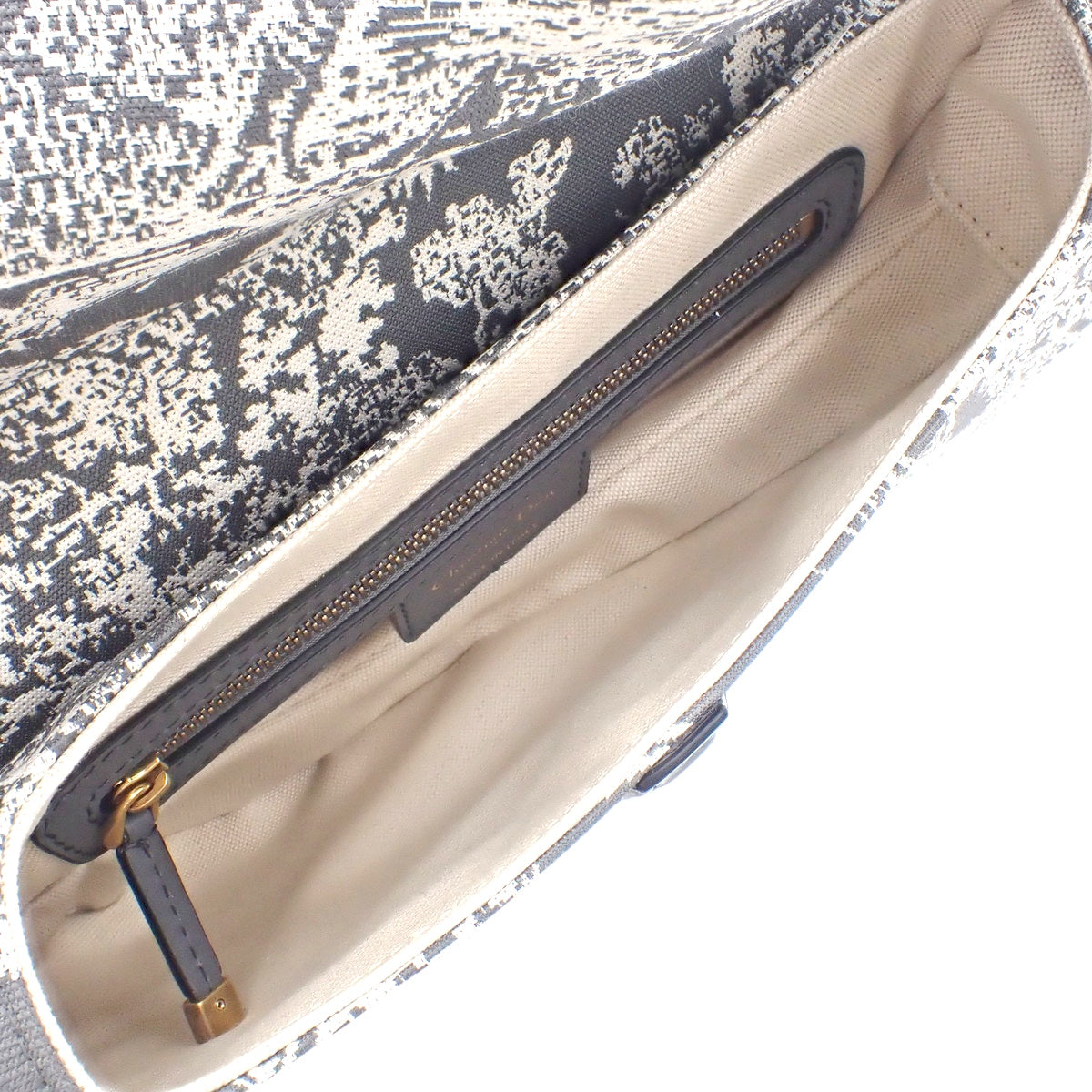 托瓦尔·德·茹伊 Saddle 包,棉质皮革,灰色,米白色