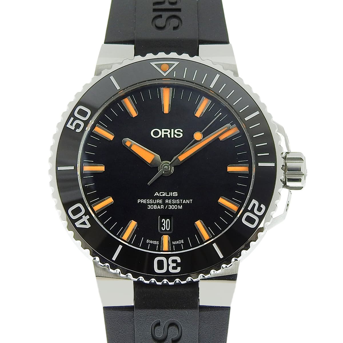 Aquis Date 01 733 7730 4159-07 4 24 64EB SS CE Rubber Black Automatic Men's
