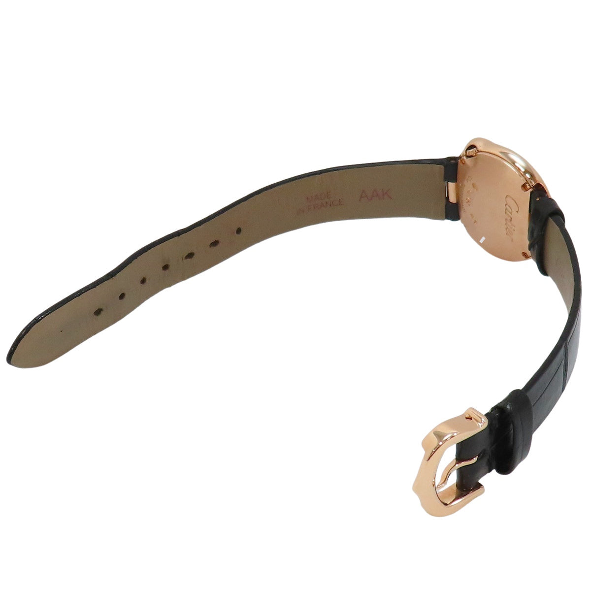 バロンブルー ドゥ カルティエ ダイヤベゼル WJBL0006 PG/革 シルバー クオーツ レディース