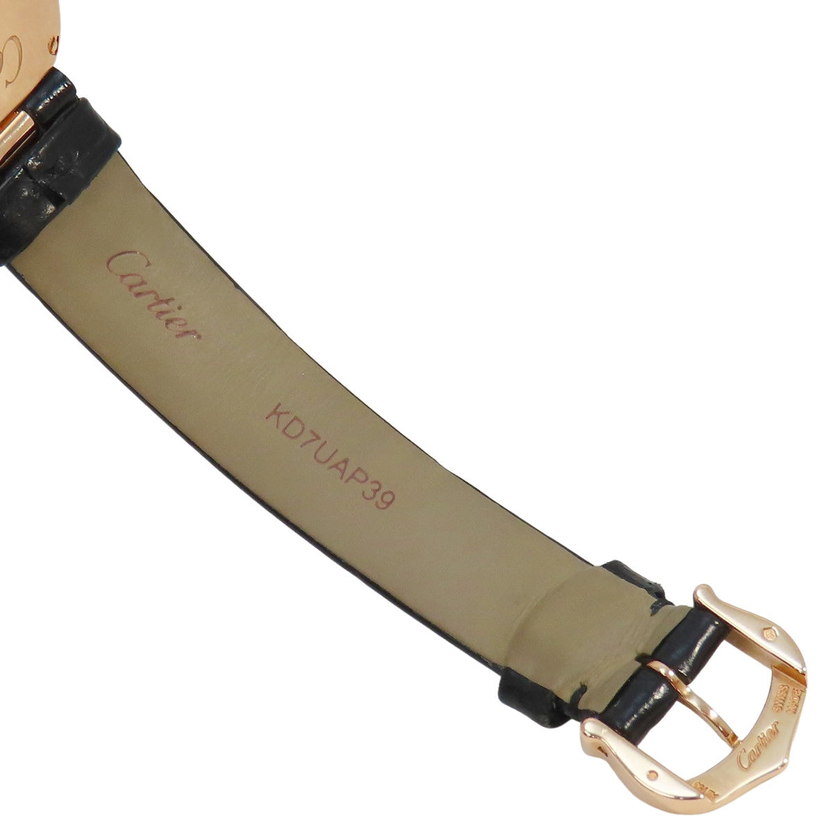 バロンブルー ドゥ カルティエ ダイヤベゼル WJBL0006 PG/革 シルバー クオーツ レディース