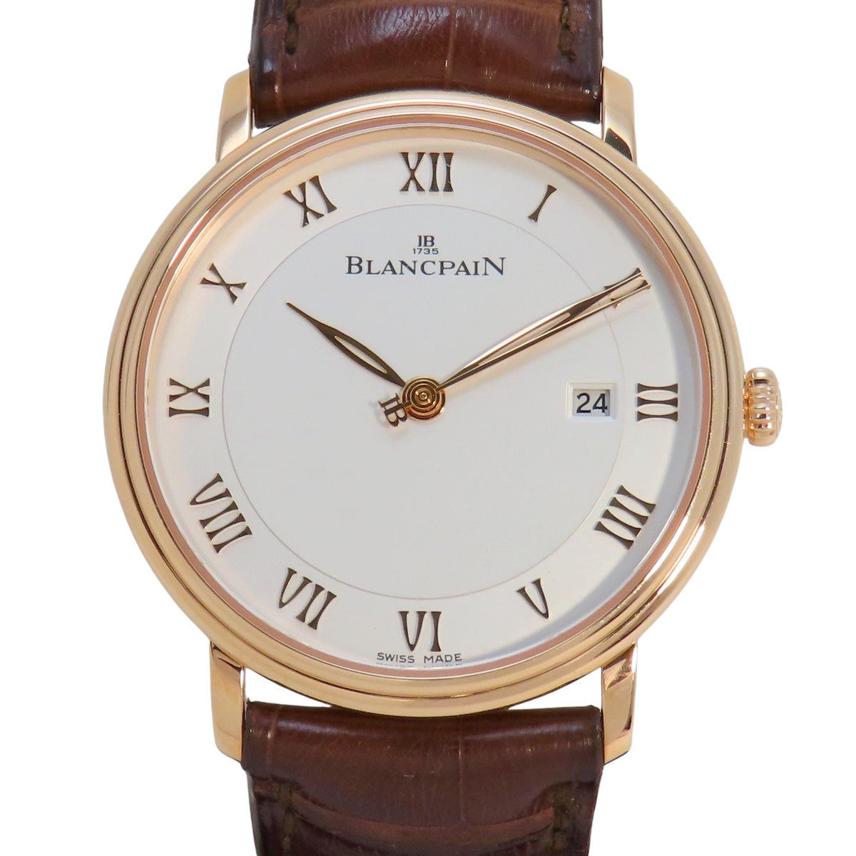 Villeret 超薄 6651-3642-55B 玫瑰金/皮革表带蛋白石自动男士腕表