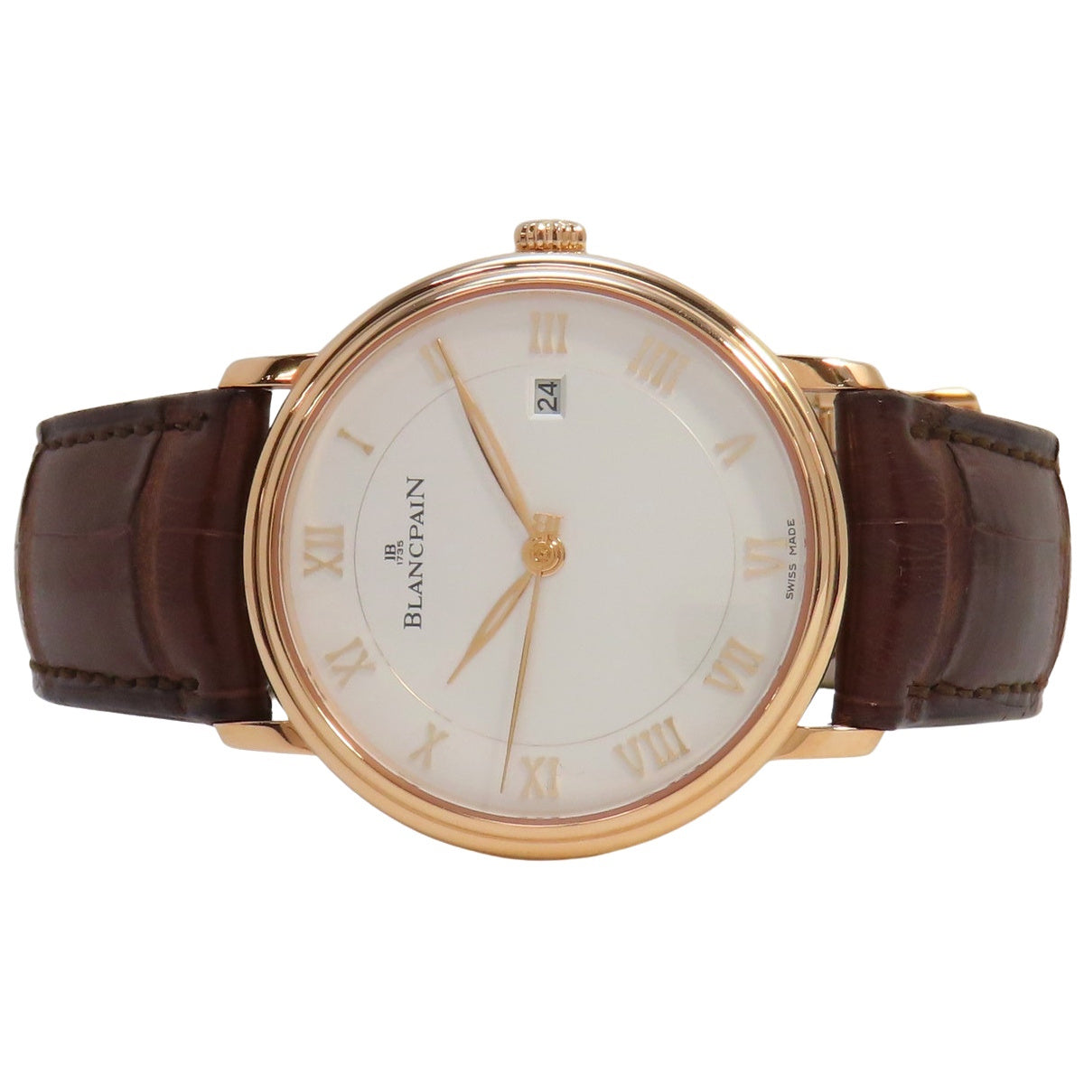 Villeret 超薄 6651-3642-55B 玫瑰金/皮革表带蛋白石自动男士腕表