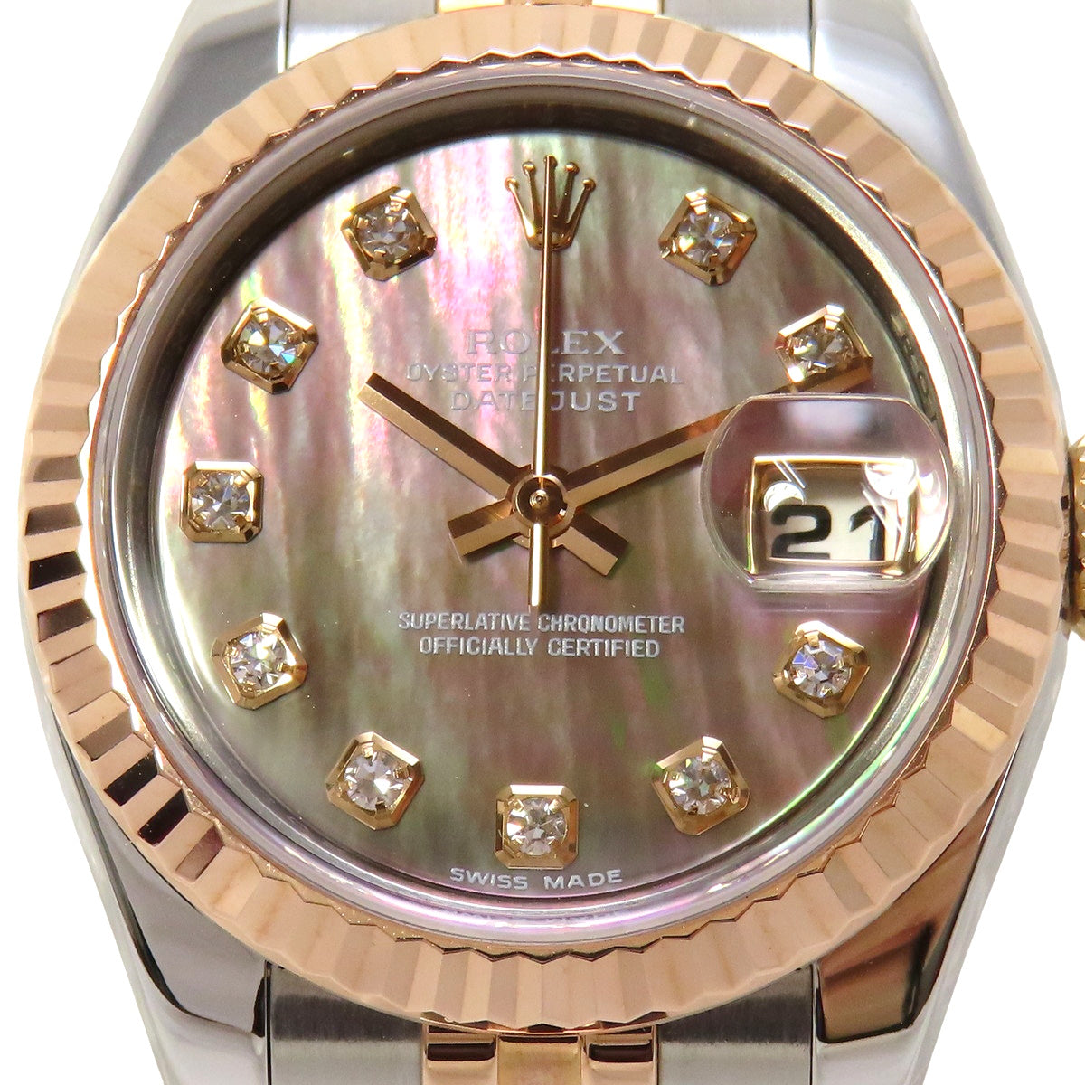 Datejust 10PD 179171NG PG/SS M-number 黑色表盘 镶钻刻度 自动上链女士腕表