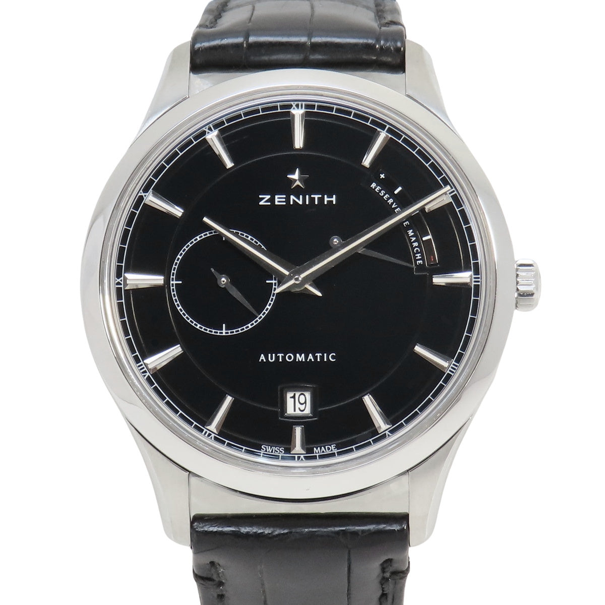 Elite Captain Power Reserve 03.2122.685 SS/皮革黑色自动男士腕表