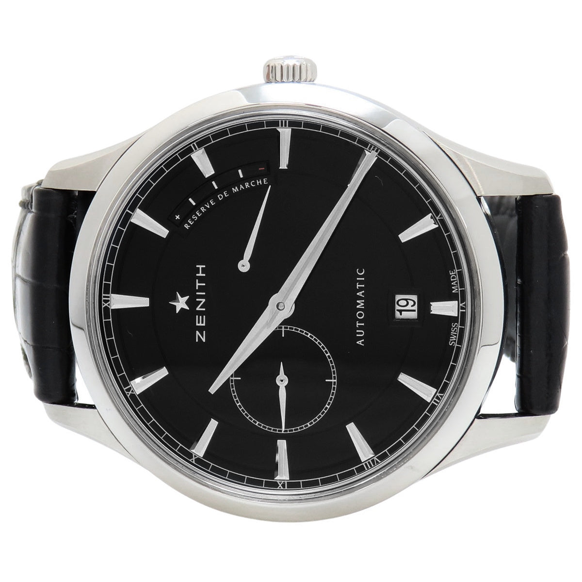 Elite Captain Power Reserve 03.2122.685 SS/皮革黑色自动男士腕表
