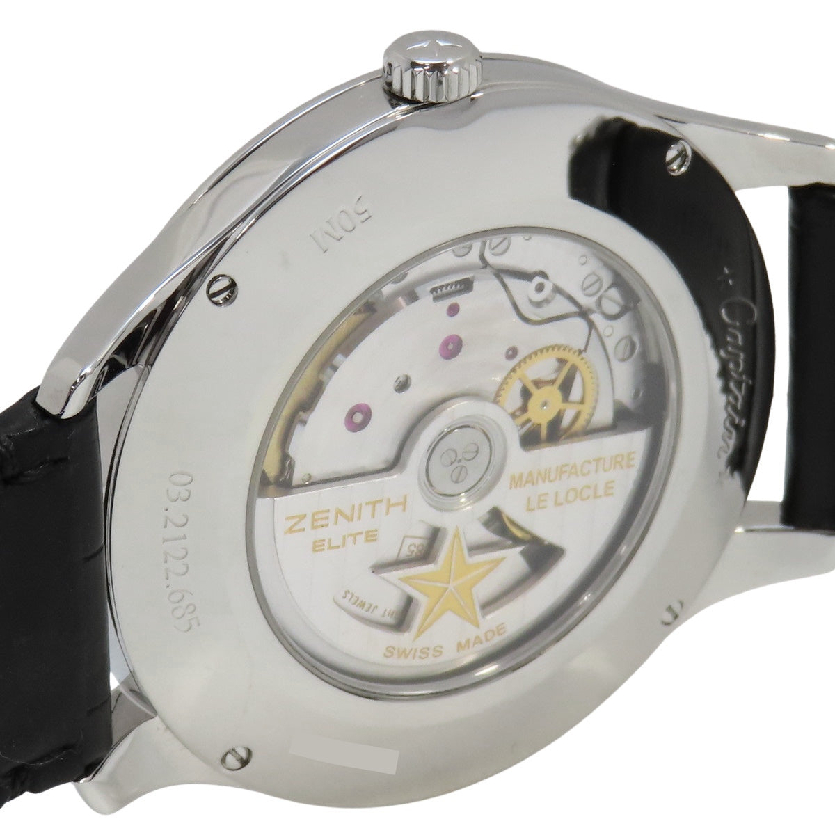 Elite Captain Power Reserve 03.2122.685 SS/皮革黑色自动男士腕表