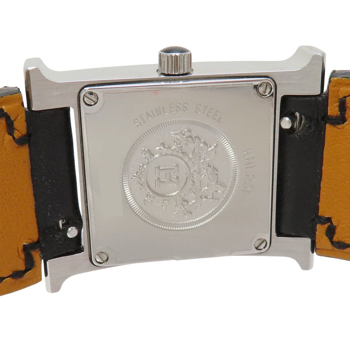 H Watch HH1.231 不锈钢/皮革表带 黑色钻石表圈 石英表