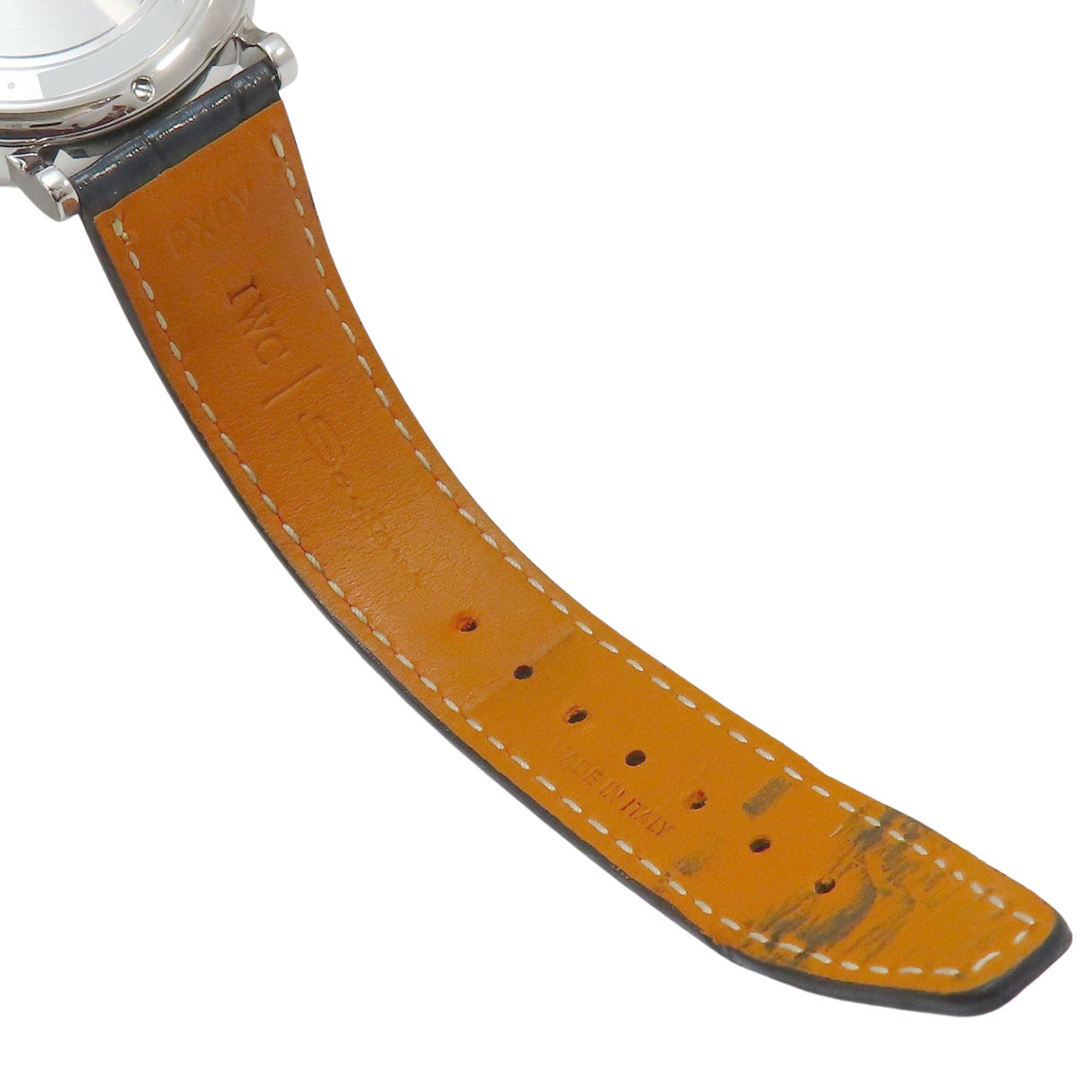 Portofino 中号日夜显示表圈镶钻 IW459101 不锈钢/皮革表带 白色表壳 表盘 12点镶钻刻度 自动男士腕表